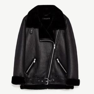 Acne Dupe Zara faux fur shearling moto jacket